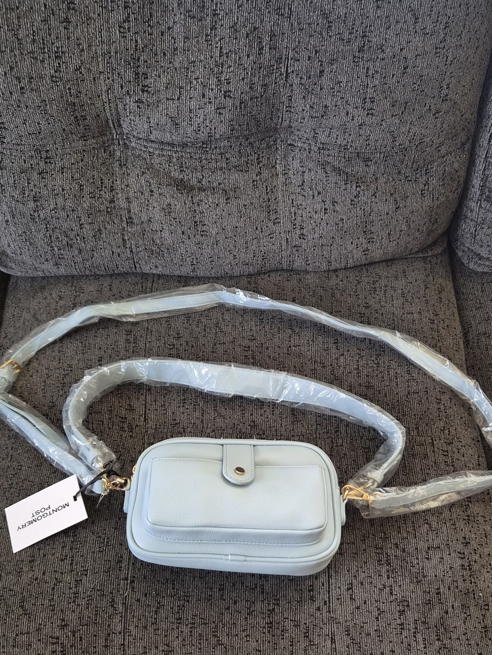 Montgomery & Moss Pale Blue Leather Crossbody Bag